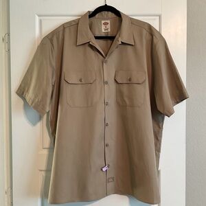 Dickies Men's Casual Button Down Shirt - Khaki